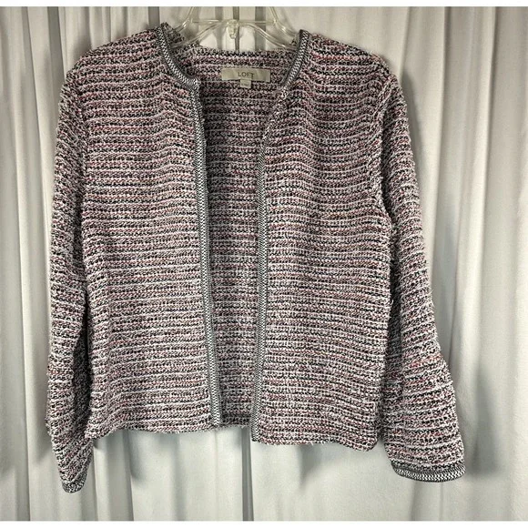 Ann Taylor LOFT Multi-Color Tweed Open Front‎ Bell Sleeve Jacket S Preppy 89-13 - Picture 12 of 12